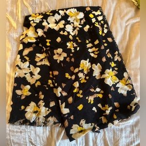 Yellow and black soft floral scarf